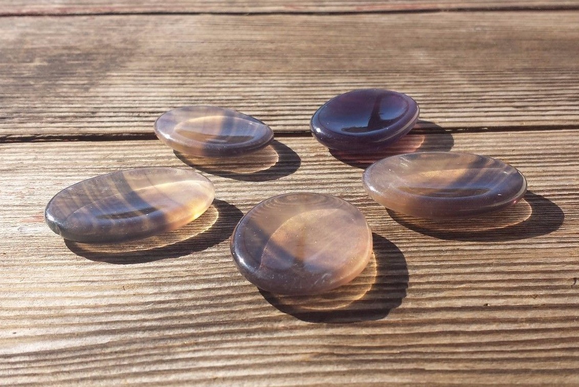 NATURAL FLUORITE GEMSTONE WORRY STONE (ONE)