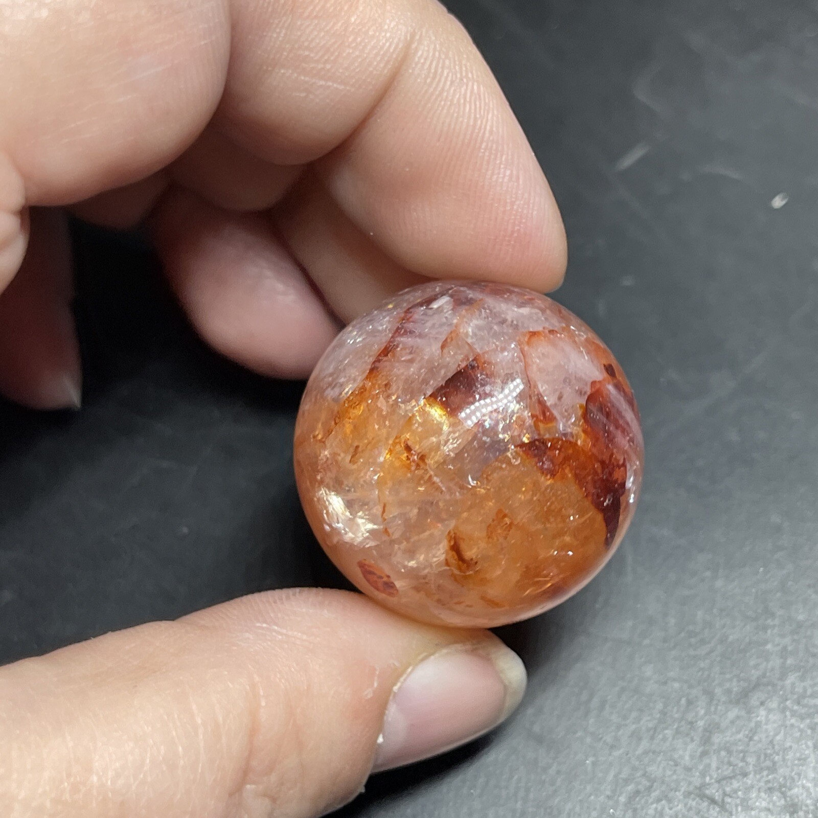 Fire Quartz Hematoid Crystal Sphere Ball Mini Sphere Marble 27.8mm