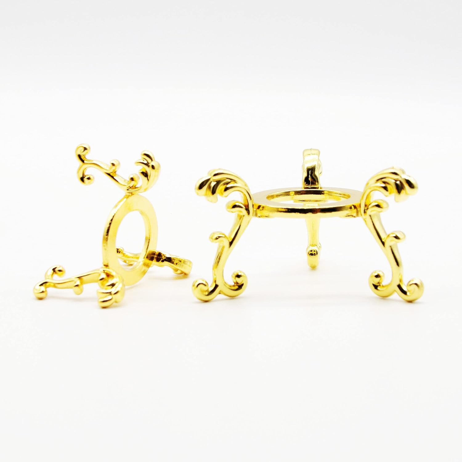 2Pcs Gold-Plated Flowering Crystal Glass Ball Stand, Crystal Diamond Stand,Mini