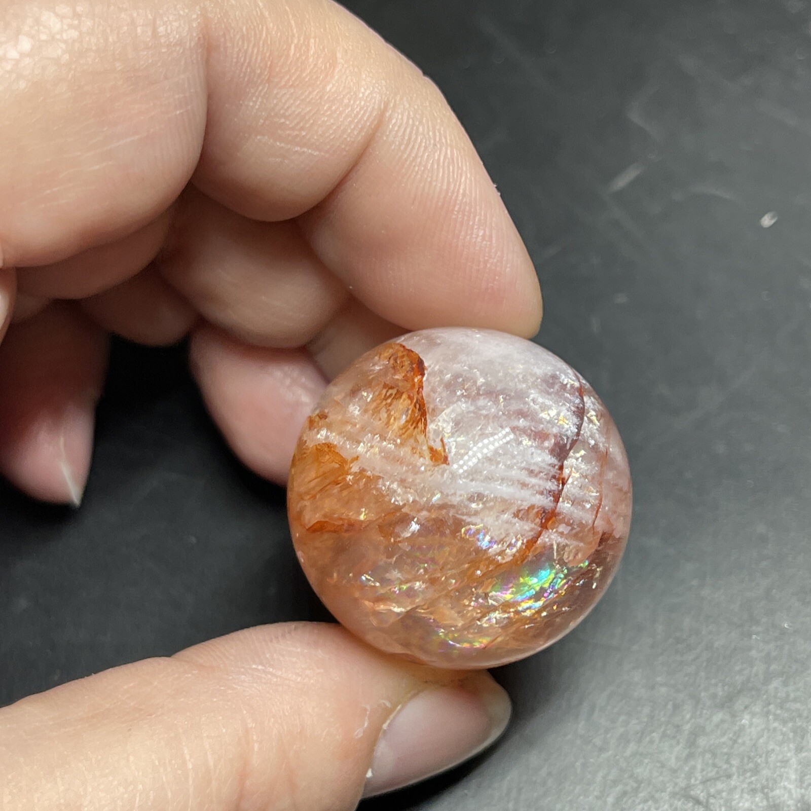 Fire Quartz Hematoid Crystal Sphere Ball Mini Sphere Marble 27.8mm