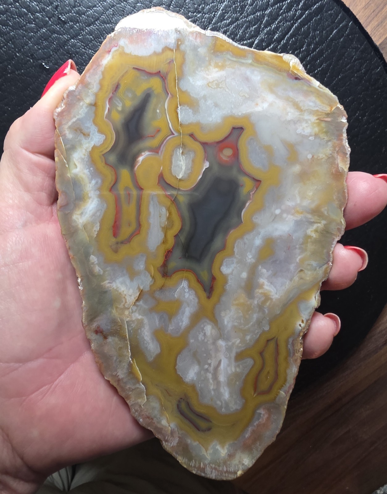 Beautiful Kentucky Agate Slab-Black, red, yellow with polished face #S-70