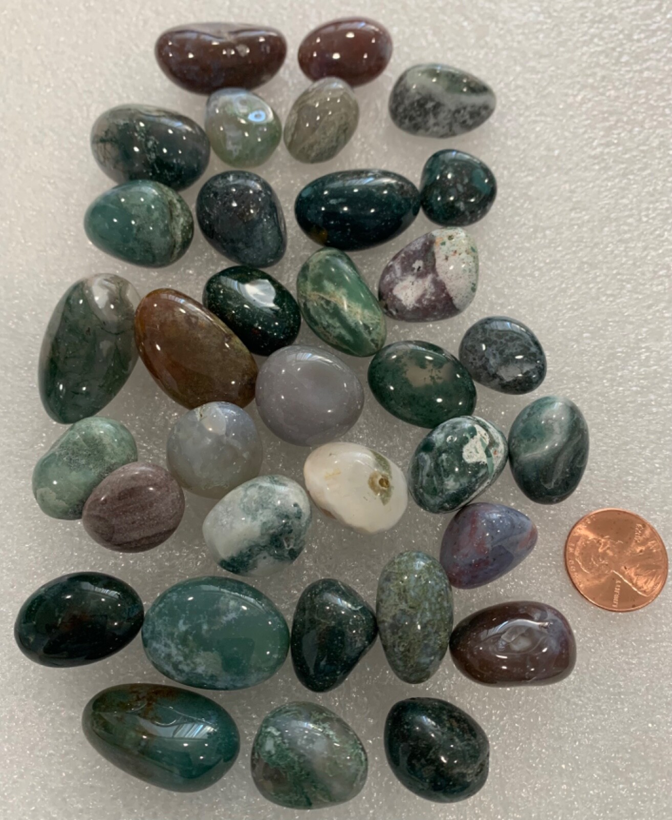 LOT of 34 Tumbled Smooth Polished Palm Healing Jasper Stones