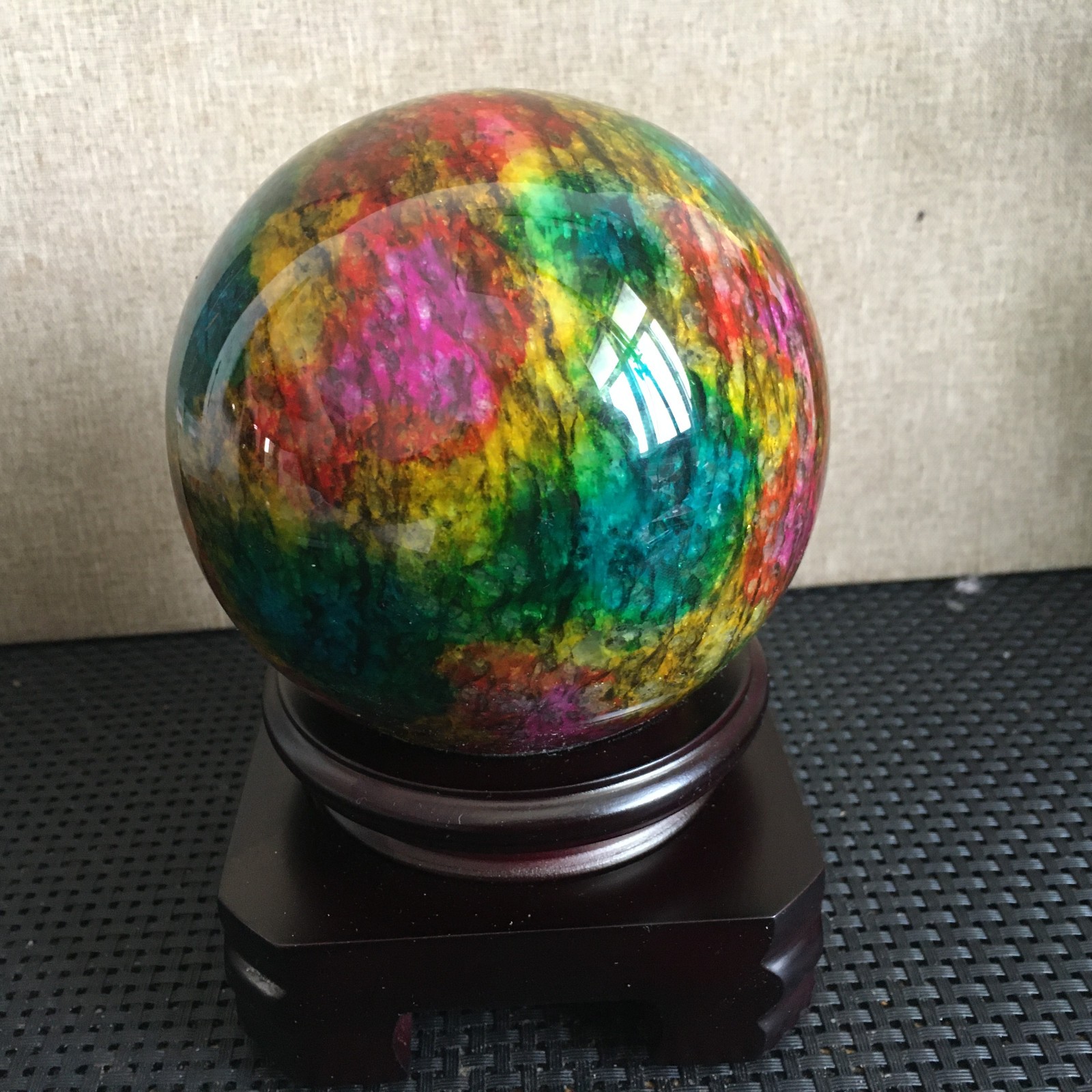 1585g “Seven Colors Jade” crystal sphere specimen -Taiwan China