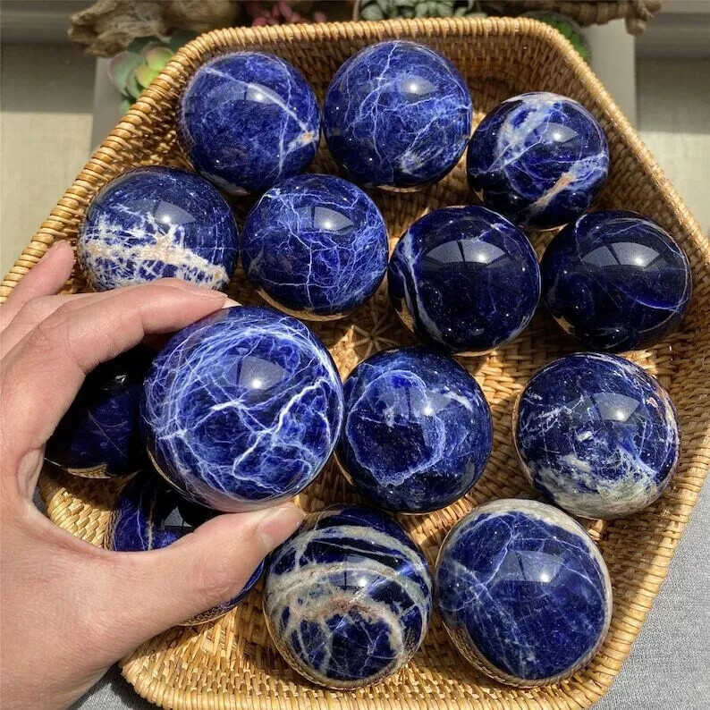 50mm Natural blue Sodalite Ball Quartz Crystal polished Sphere Healing gift 1pc