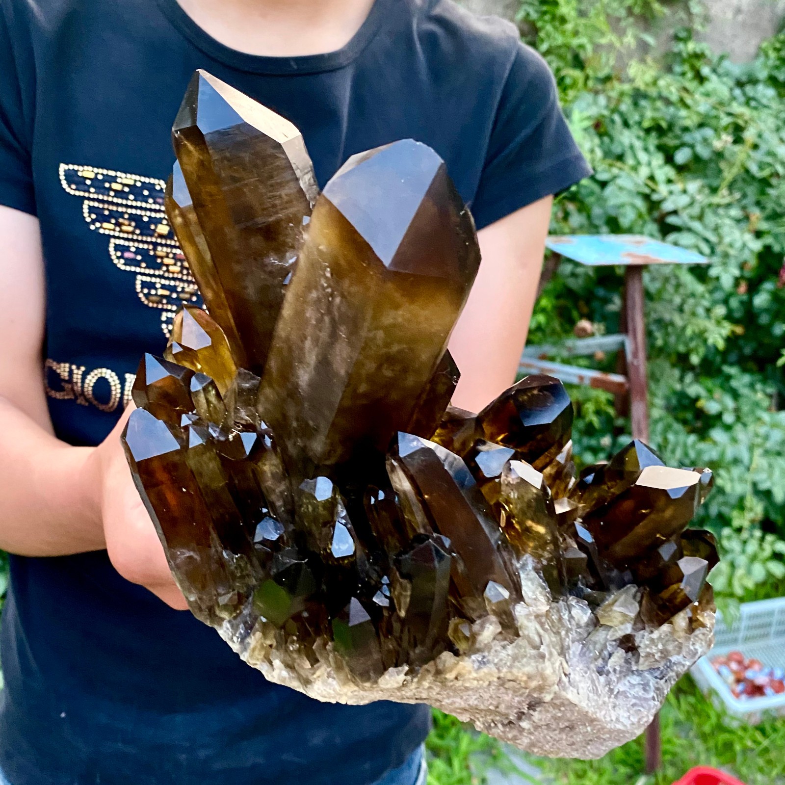 5.7LB Natural Tea black Crystal quartz Cluster Mineral Specimen Healing reiki