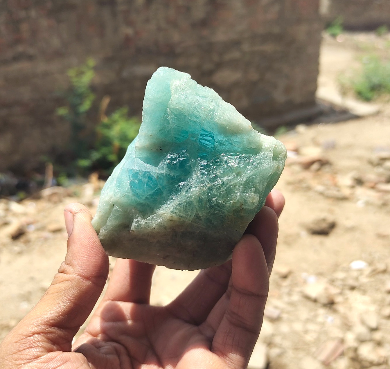 410g Large Raw Aquamarine Crystal prism. Gemstone Rough Healing Mineral Specimen
