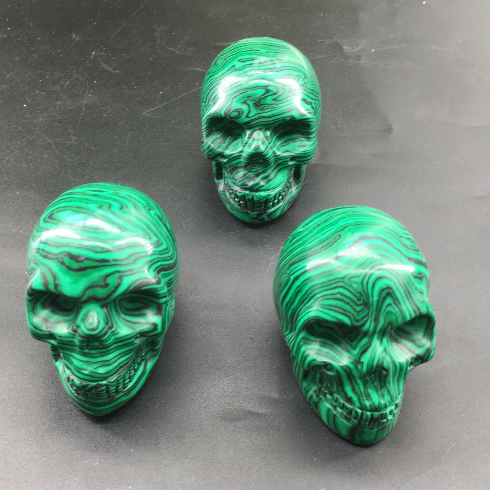 2″ malachite stone Quartz Crystal Skull Carved Skull Reiki Healing 1pc