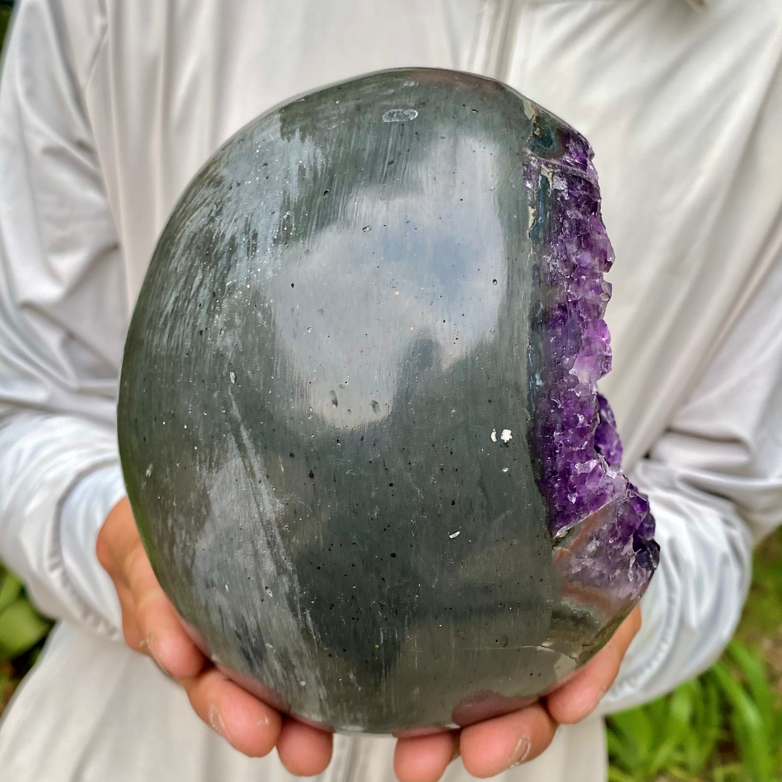 4.82LB Large Natural Amethyst geode quartz cluster crystal Egg specimen Healing