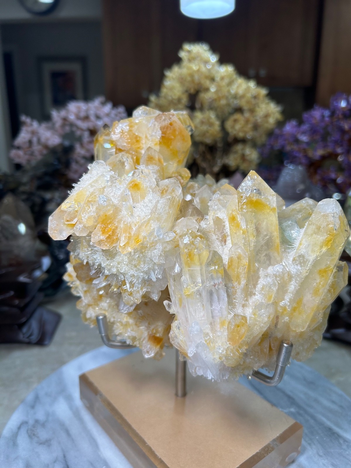 Mango Quartz Specimen Freeform on custom acrylic stand big