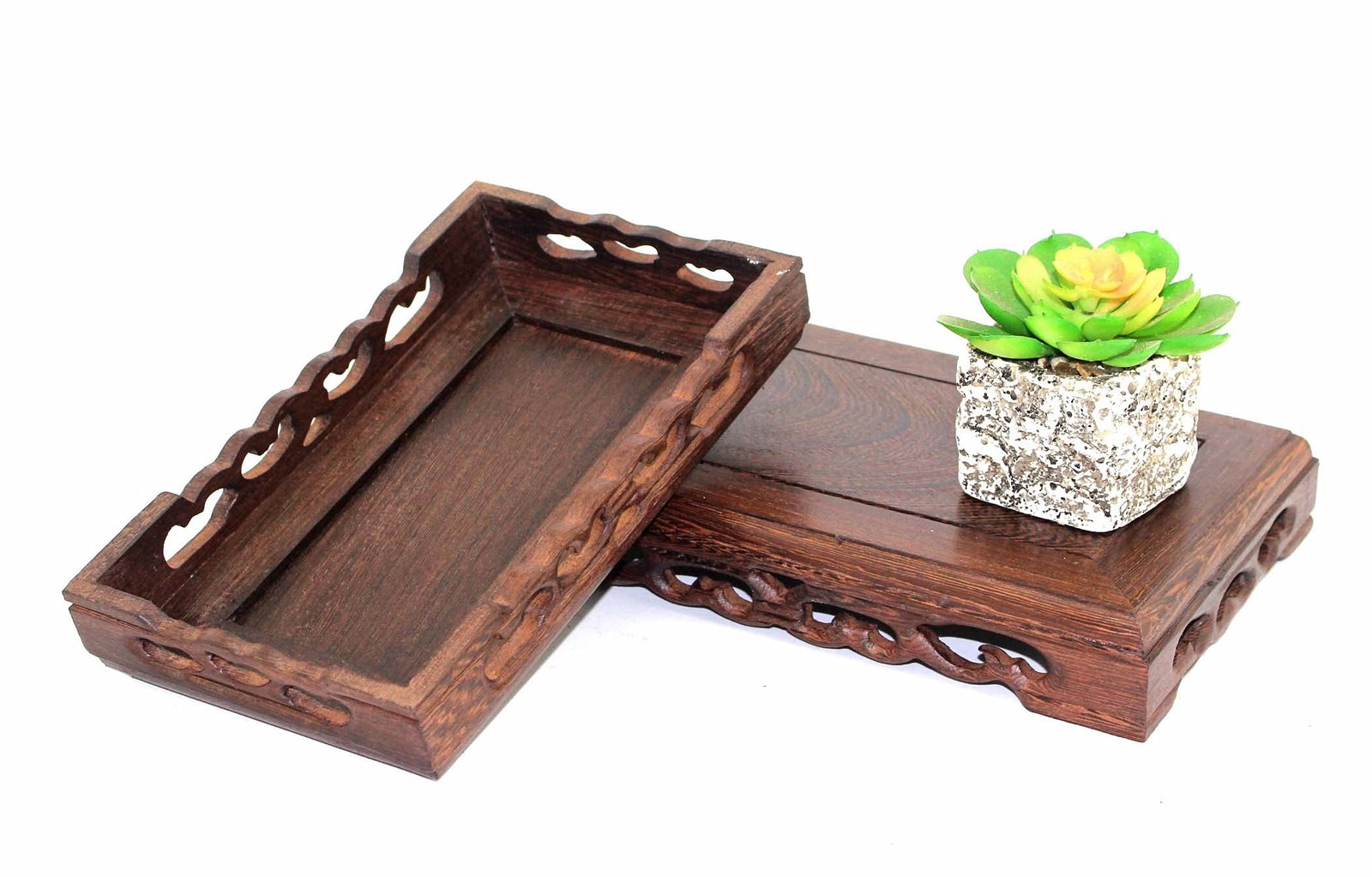 Oriental Furniture Solid Wood Base Rectangular Carved Art Craft Display Stand…