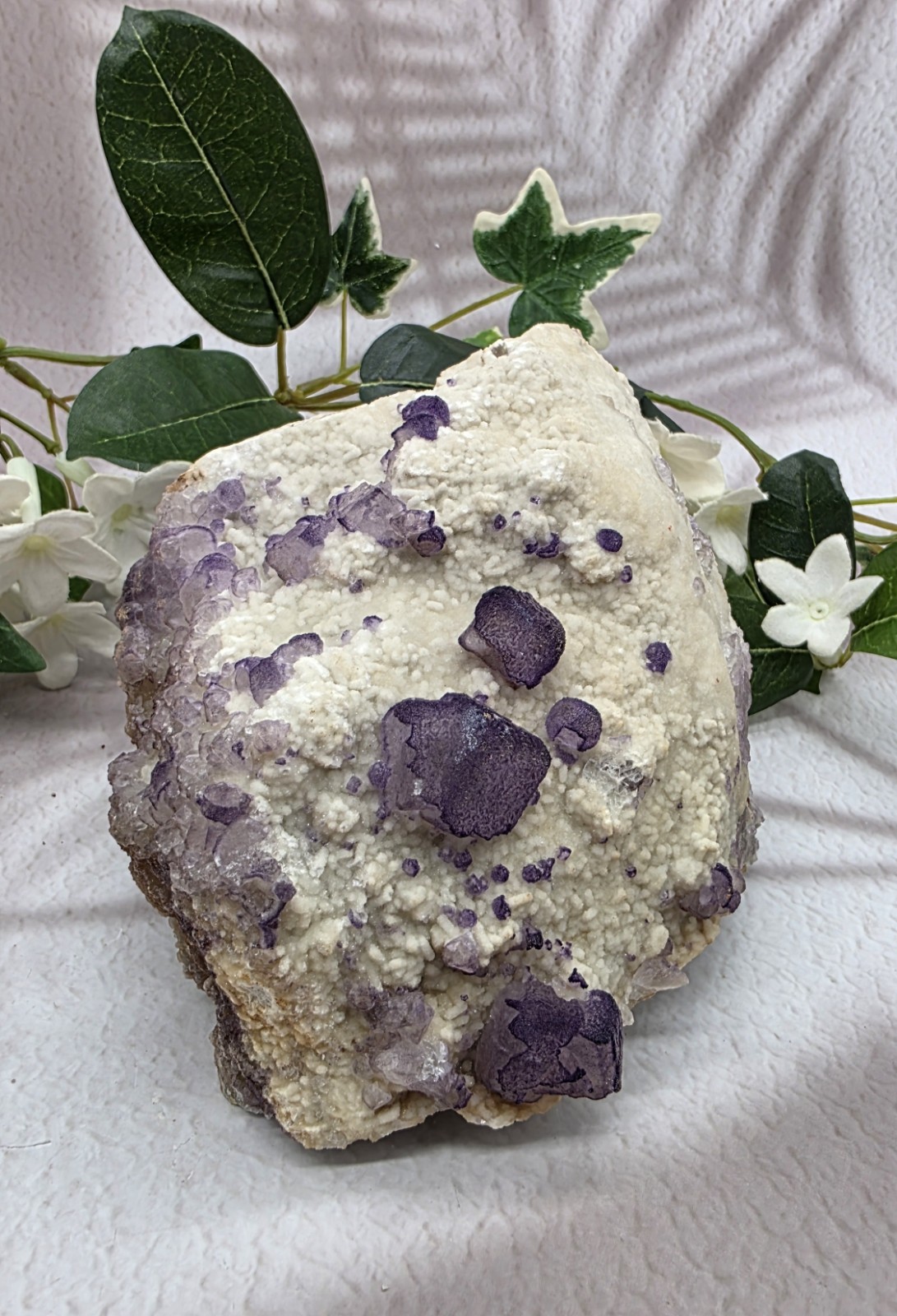 Large Fluorite on Barite Cabinet Specimen – Purple Cubic Crystals – 3 lb Natural