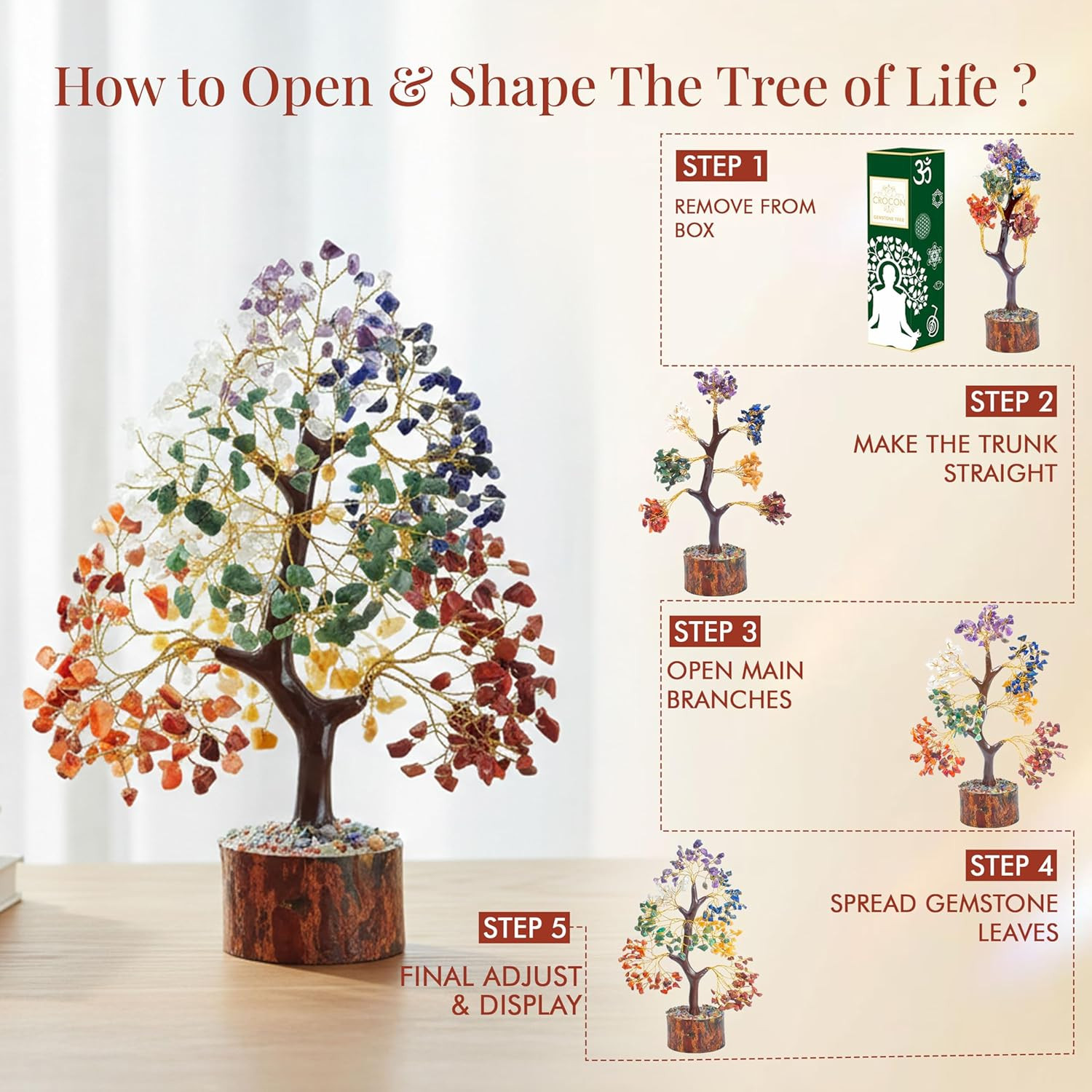 ® the Original 7 Chakra Crystal Tree of Life, Birthday Gifts for Women & Men | H