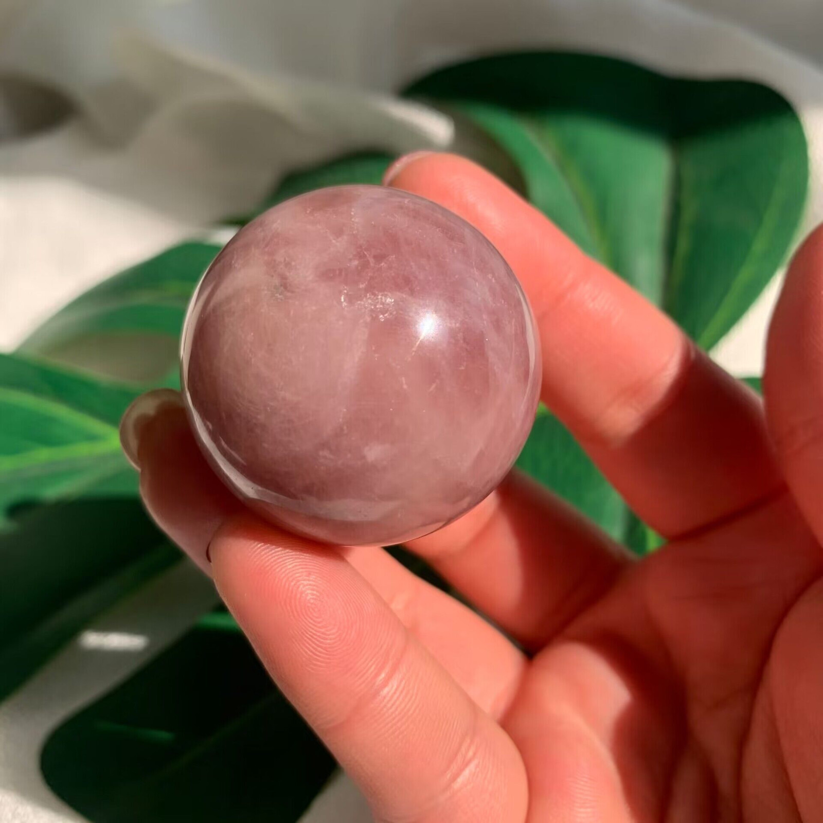36mm 70g Lavender Rose Quartz Sphere Ball Crystal Love Energy Natural Healing