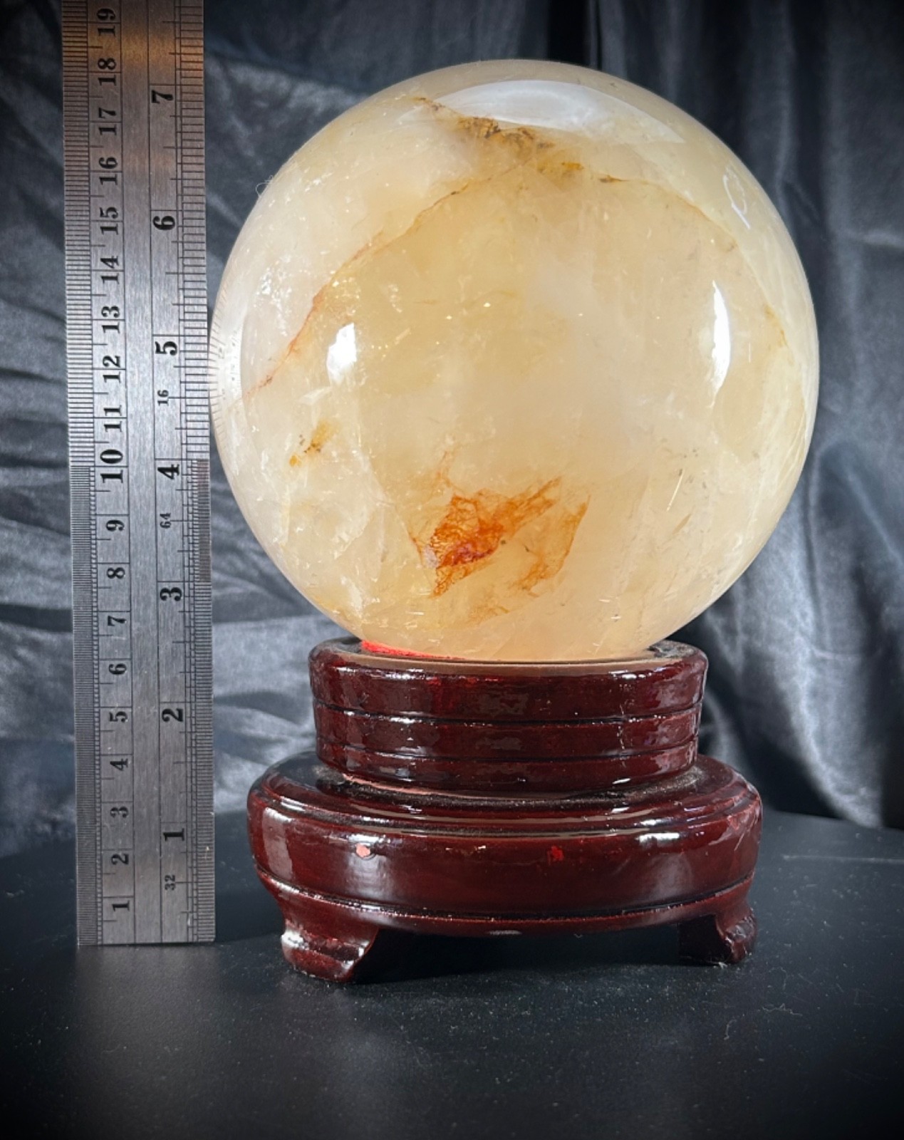 5” Golden Healer Sphere With Wood Swivel Stand 6lb 9.9oz