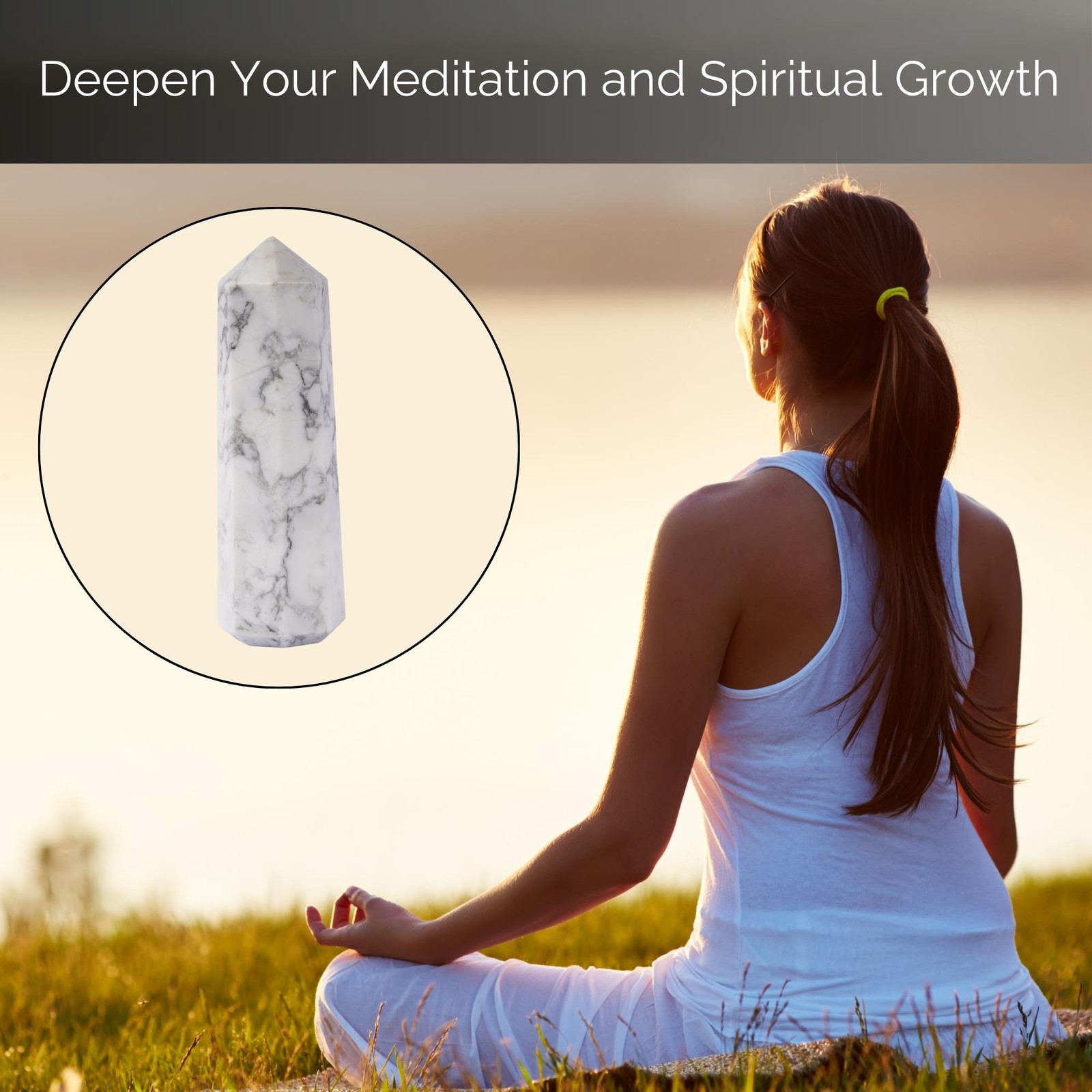 Natural Howlite Obelisk Point Crystal Tower 2.5-3″, Healing Crystals and Stones,