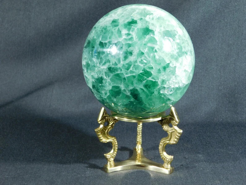 Sphere Display Stand Medium Size Dragon Design Brass / Gold color