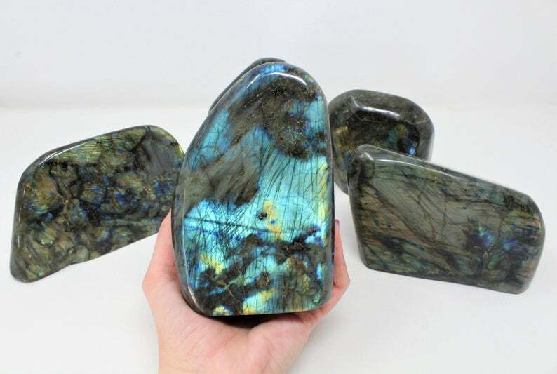 XS-XXL Labradorite Polished Freeform, Free Standing Cut Base, Specimens