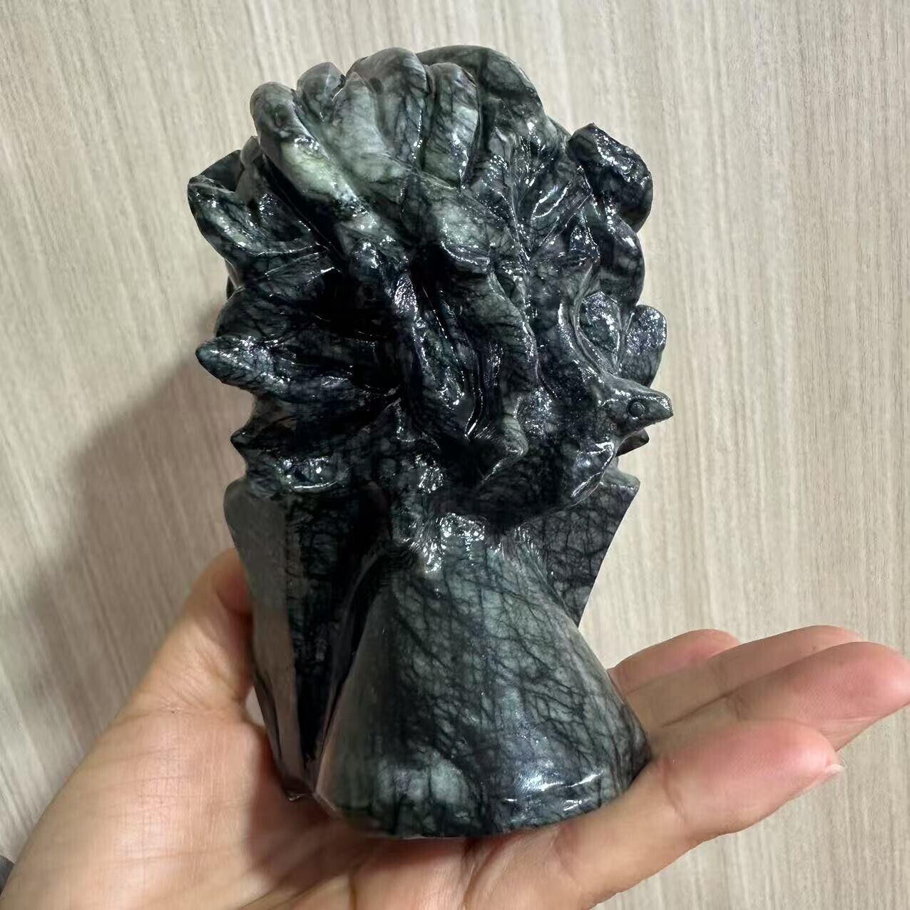 1.98LB natural hsiuyen jade engraving skull crystal healing energy gift