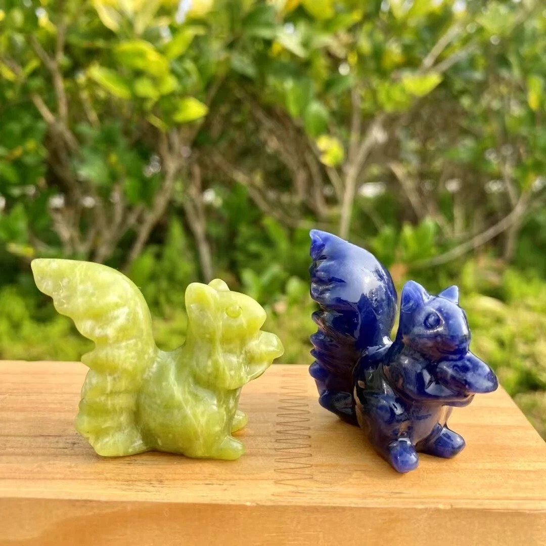 1pcs Natural mixed Quartz Carved crystal Squirrel Reiki Decor Random