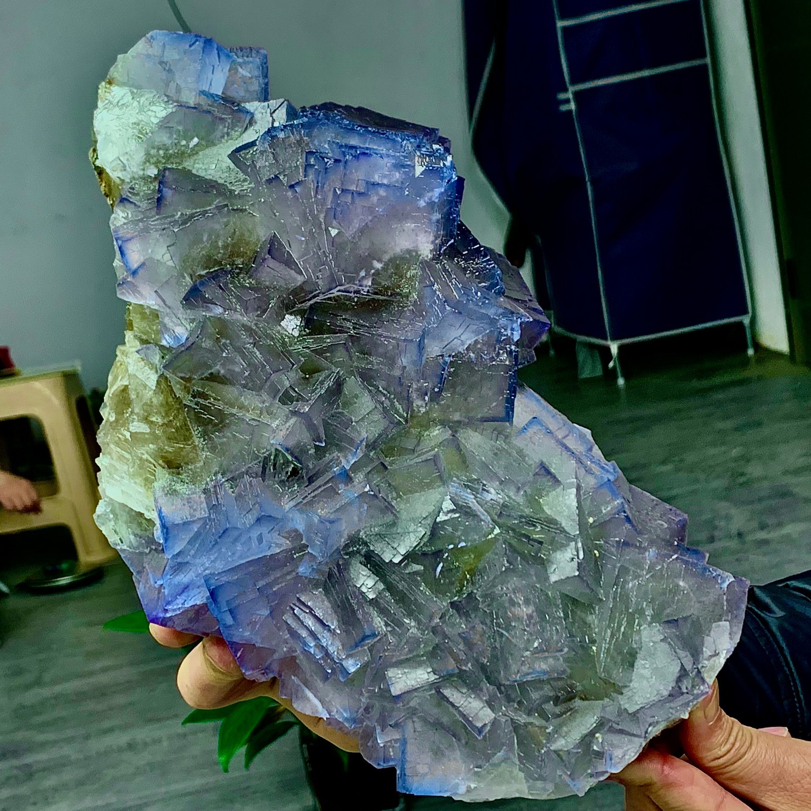 9.57LB Natural purple QR code fluorite cubic crystal mineral specimen