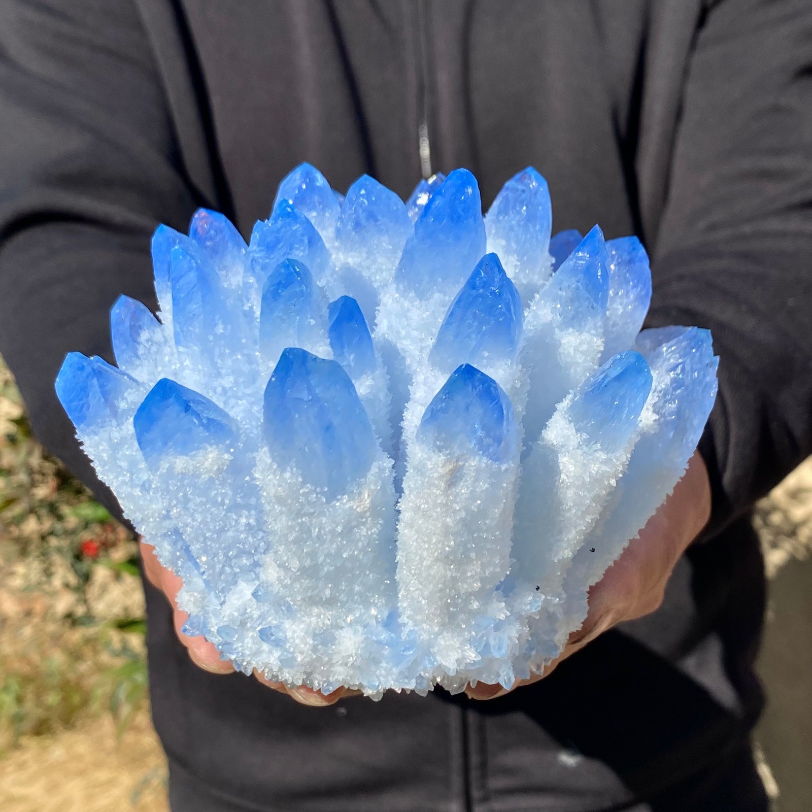 2.64LB New find sky blue phantom quartz crystal cluster mineral sample