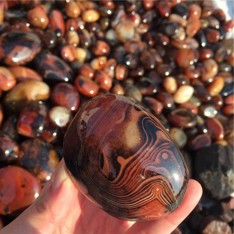 20-150G Natural Polished Silk Banded Lace Agate Crystal Sardonyx Carnelian Stone