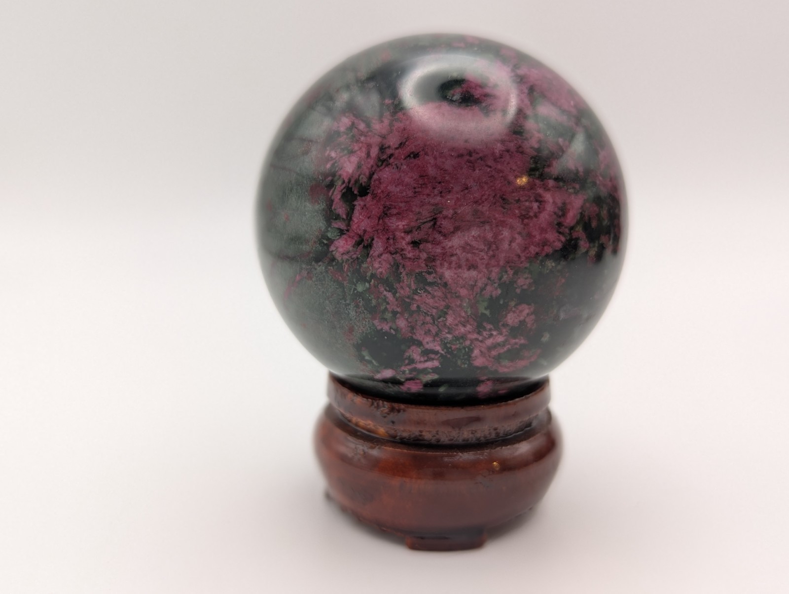 54mm Natural Peach Blossom Jade Crystal Quartz Sphere & Stand – US Seller
