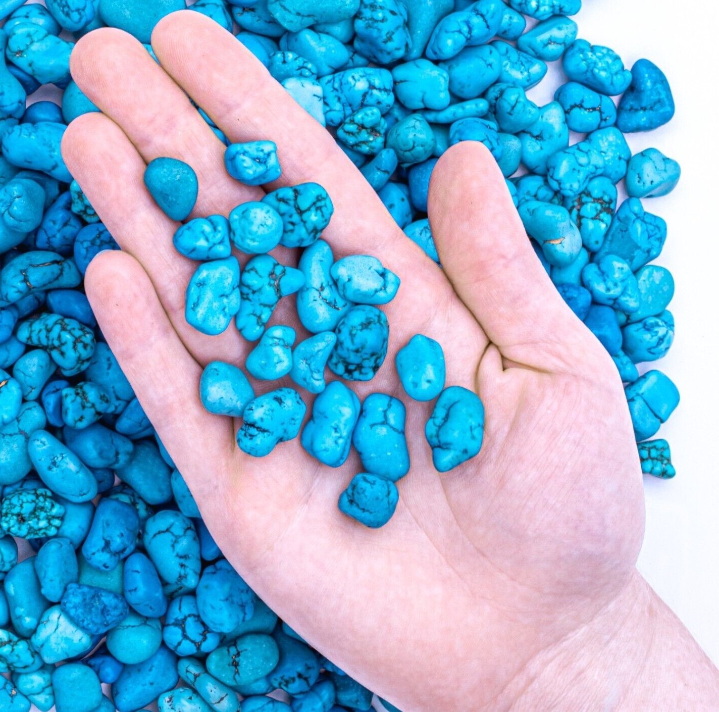 25g Tumbled Blue Turquenite Gemstone Crystals 5-15 Stones Bulk Rocks Wholesale