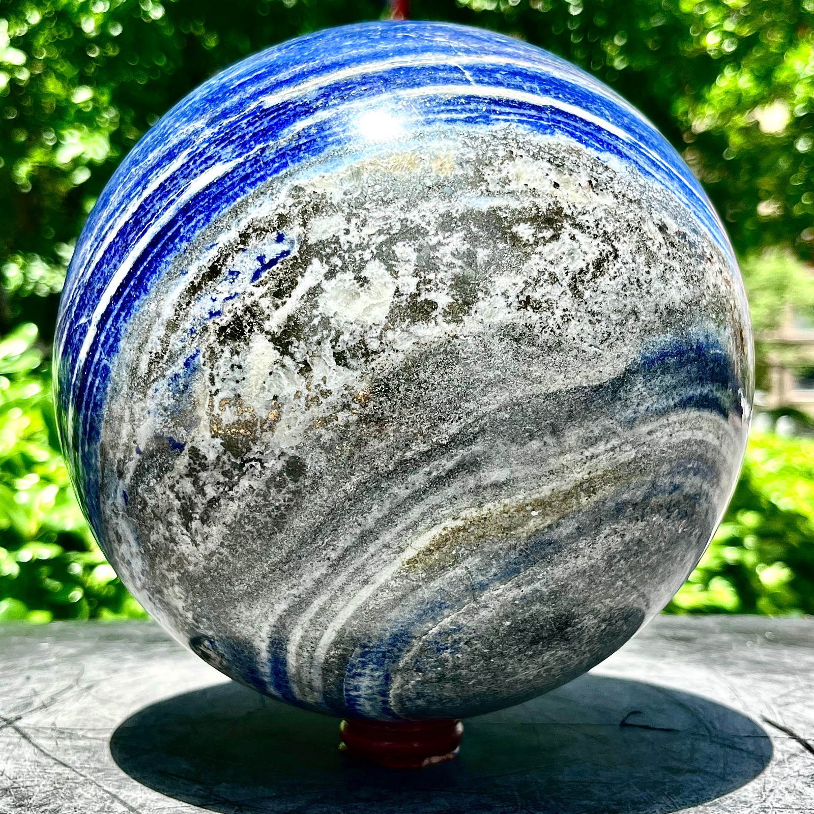 23.14LB Natural Lapis lazuli jasper Quartz Sphere Crystal Ball Reiki Healing
