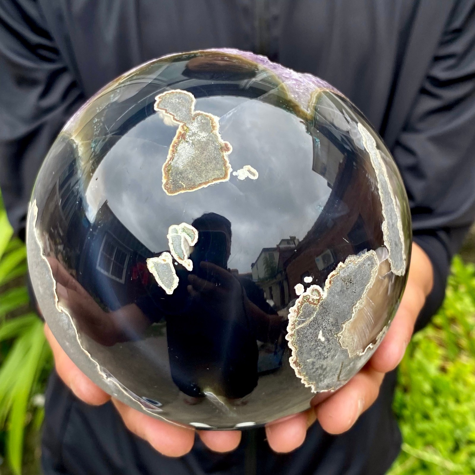 3.96LB Natural Amethyst Agate Ball Quartz Crystal Sphere reiki healing gem