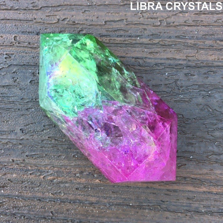 Color Enhanced Quartz Crystal Points Multicolor Double Terminated Stones