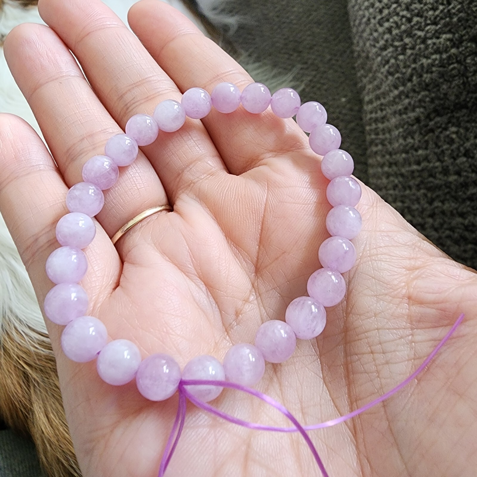 Natural 6mm Violet Kunzite Stone Bracelet Crystal Beads Stretch