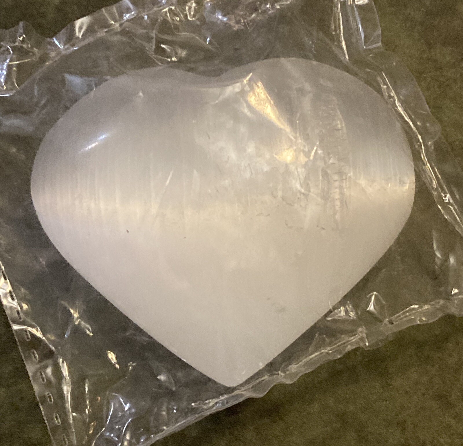 LARGE SELENITE HEART!! Carved And Polished With Natural Fractures Beautiful!