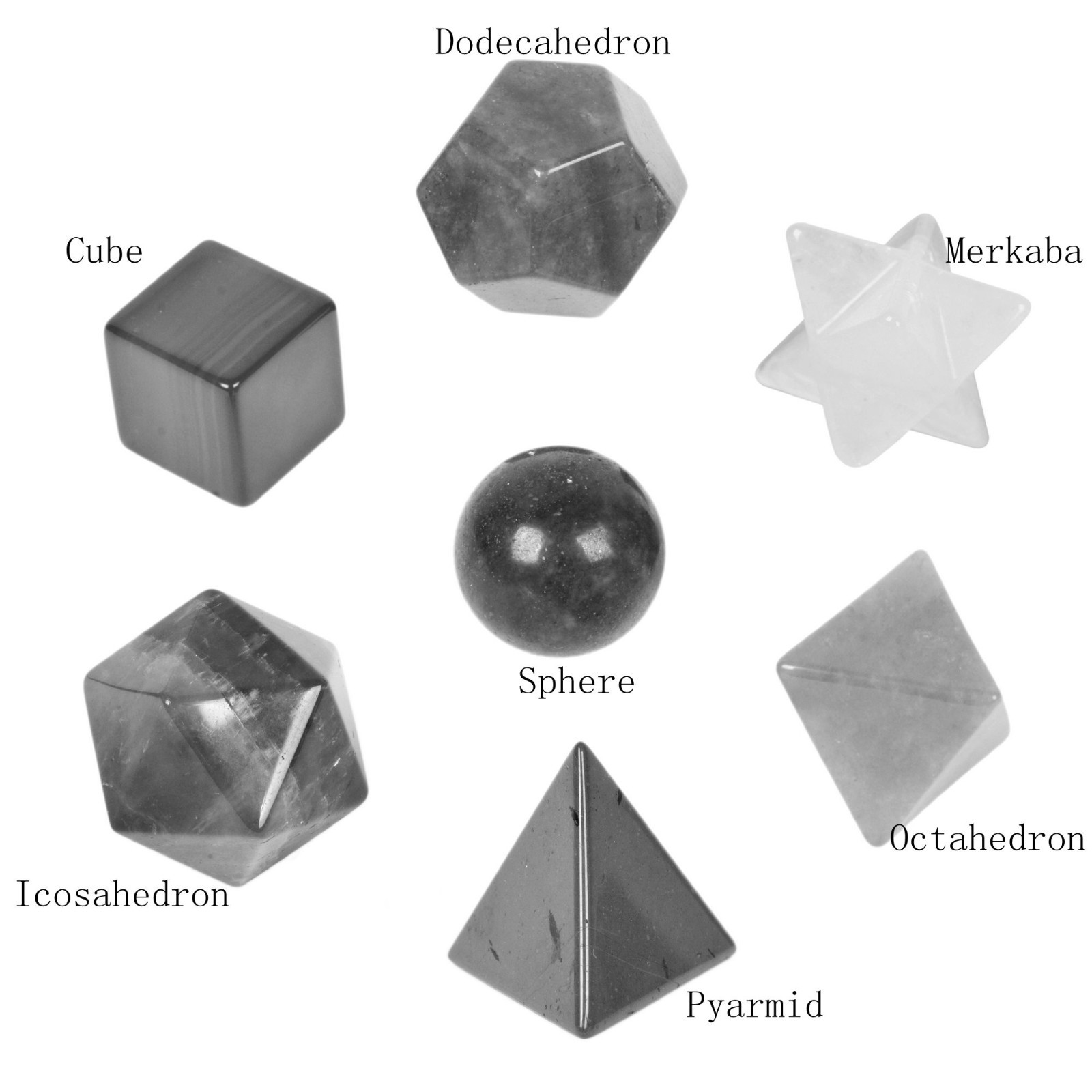 7-Piece Crystal Geometry Collection Sacred Geometry Platonic Solid Geometric Set