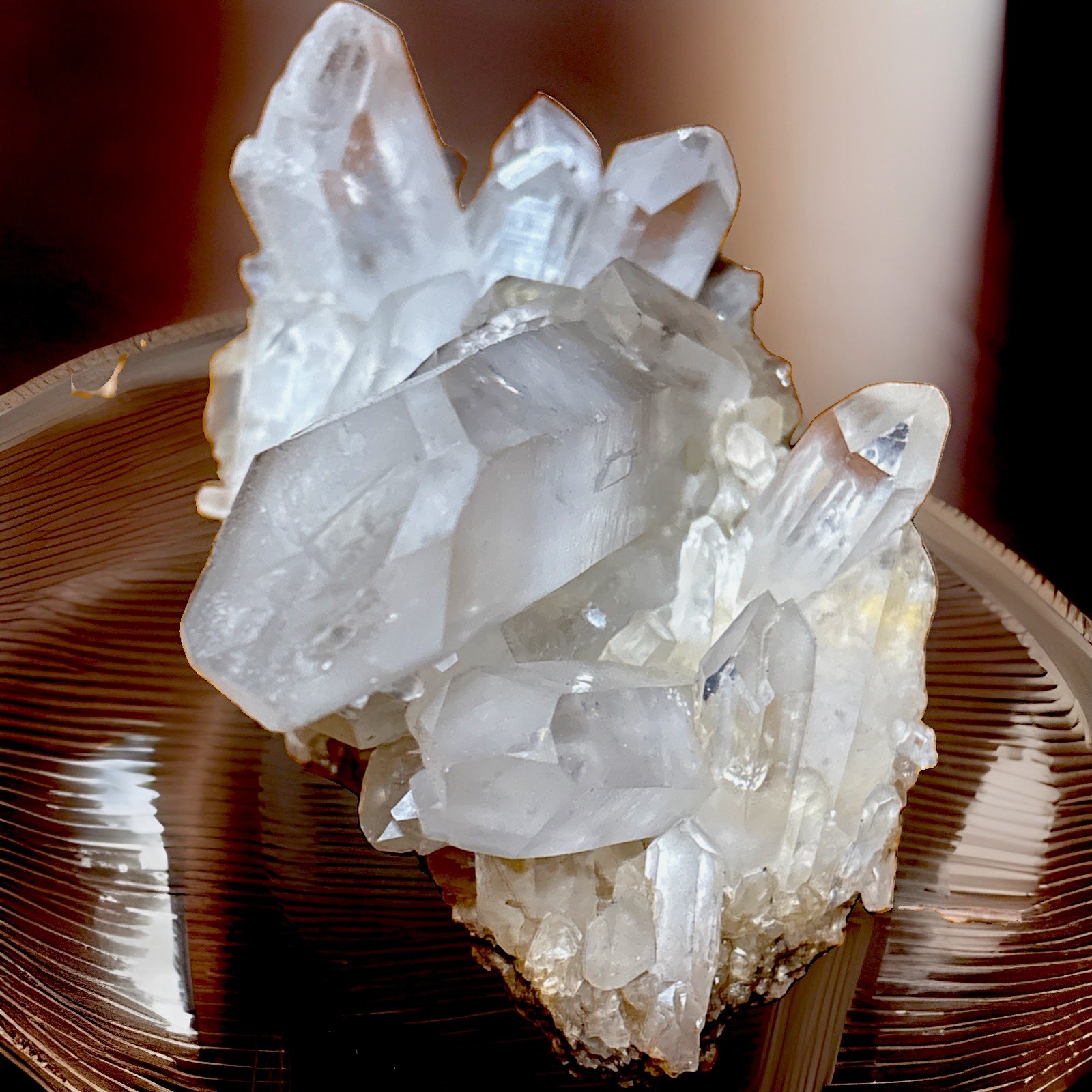 Set Of 2 Free Standing Natural Clear Crystal Quartz Decor Pieces Totaling 5lbs