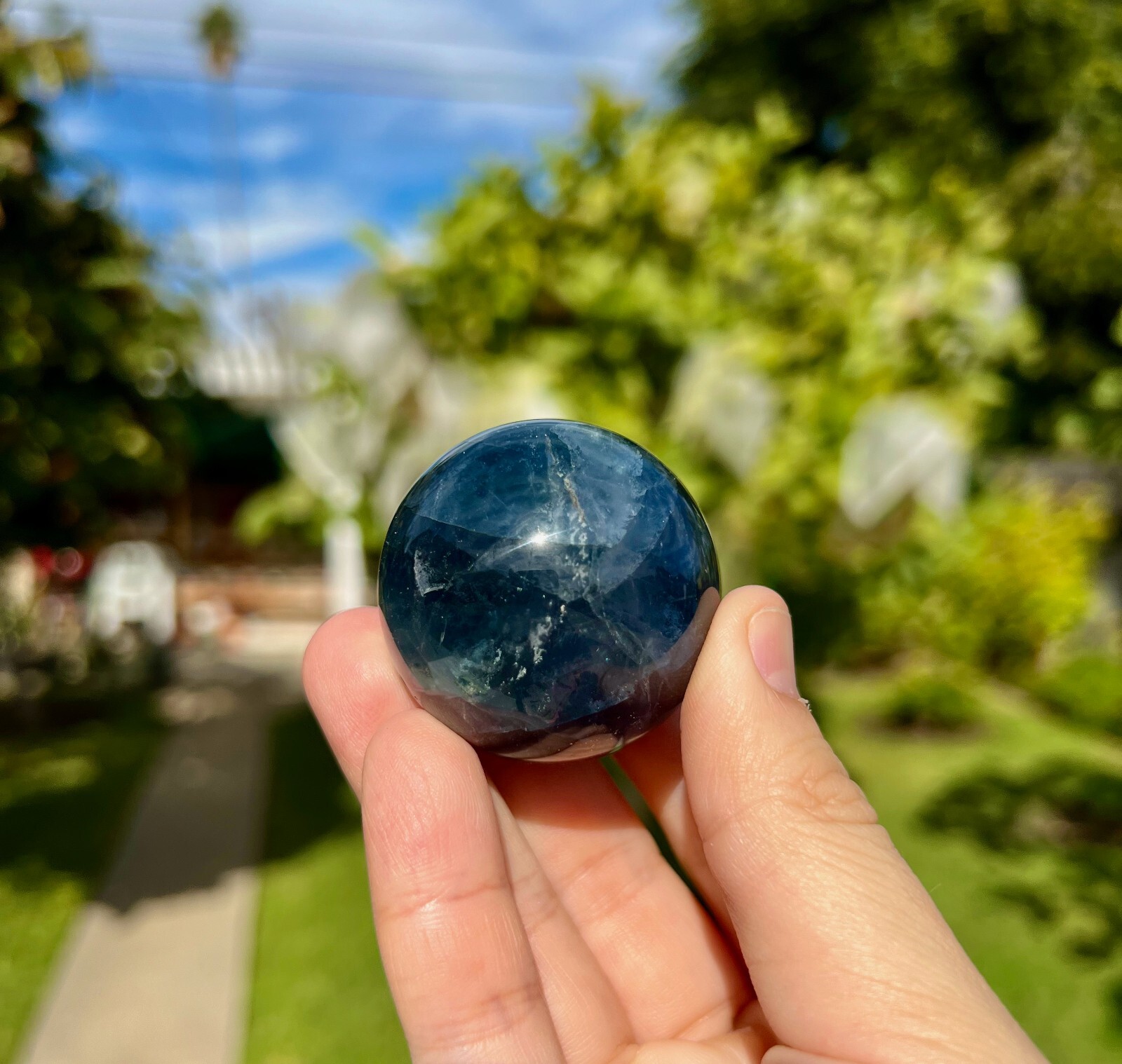 Deep Blue Fluorite 40mm Sphere/Ball