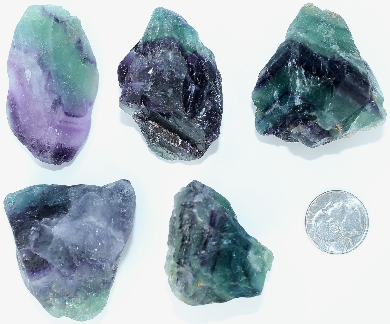 AAA Rough Mexican Rainbow Fluorite / 5 Pieces / 17.2 oz (487.61 gr) 2258