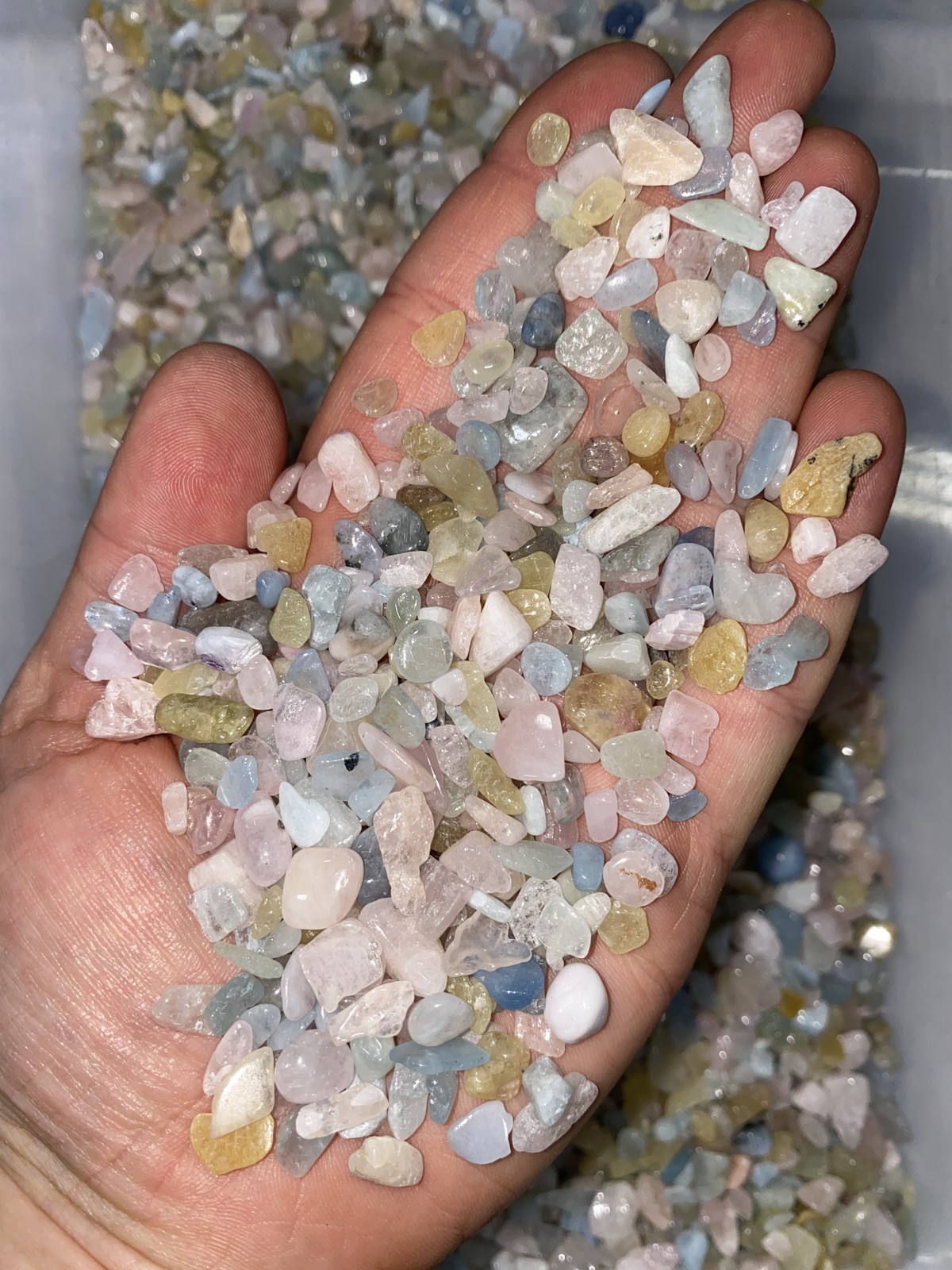 Bulk 1lbs Bag of Beryl Mixed Chips 5mm to 7mm, Gemstone Chips