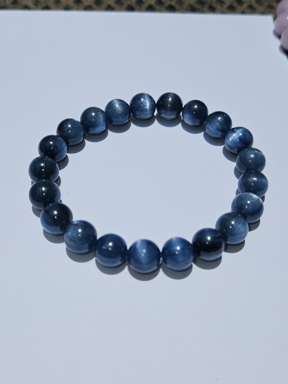 Blue Kyanite Bead Bracelet: 8 mm Round Crystals (Blue Kyanite Crystal Bracelet)