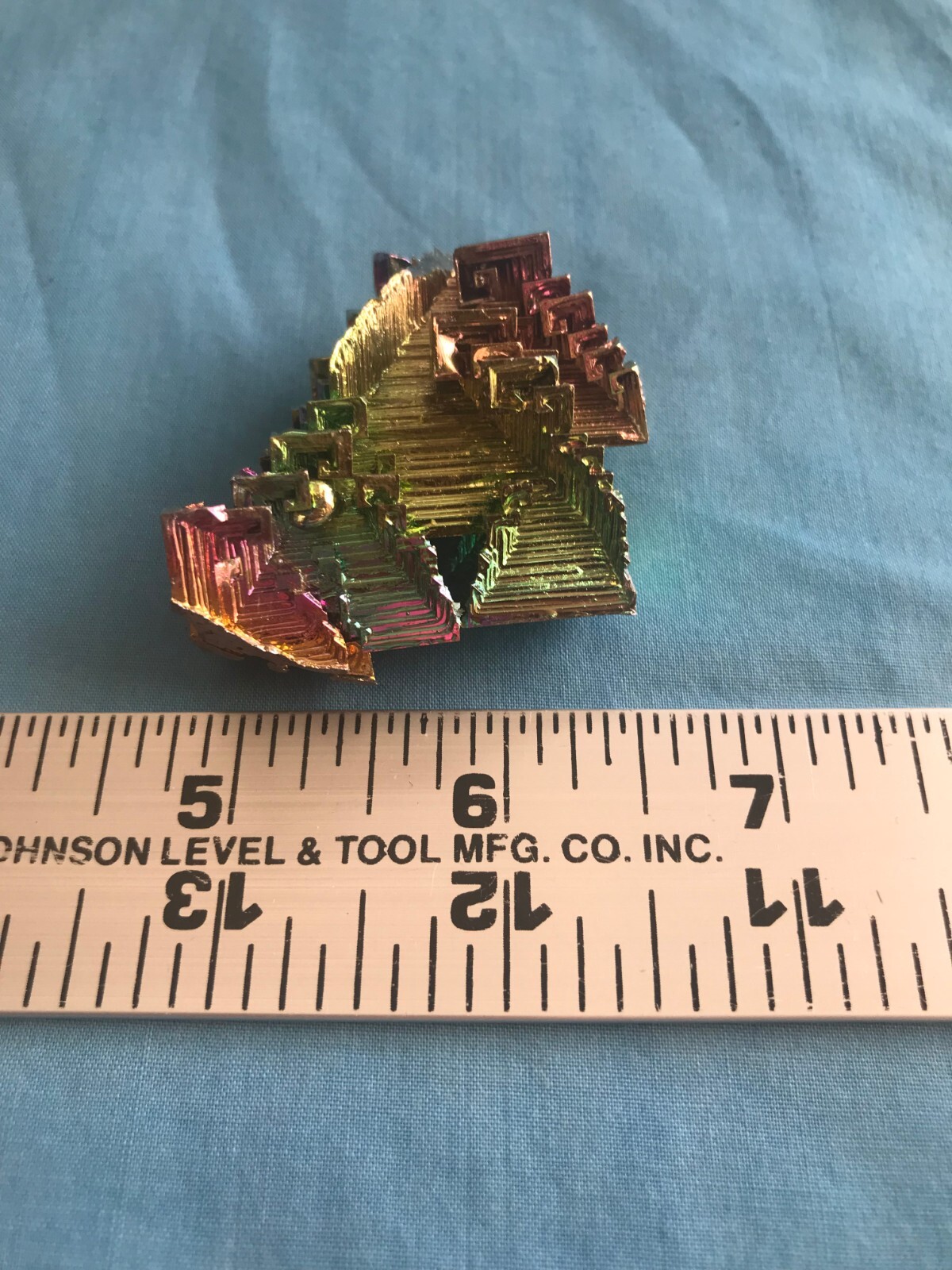 Pretty 2.4 Ounce Large 2” x 1-5/8” x 1” Piece of Rainbow Bismuth Crystals