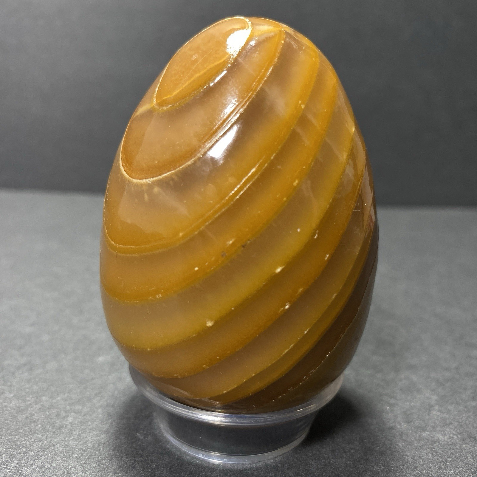 Natural Onyx Stone Egg With Stand Hand Polished Banded Agate Calcite Crystal