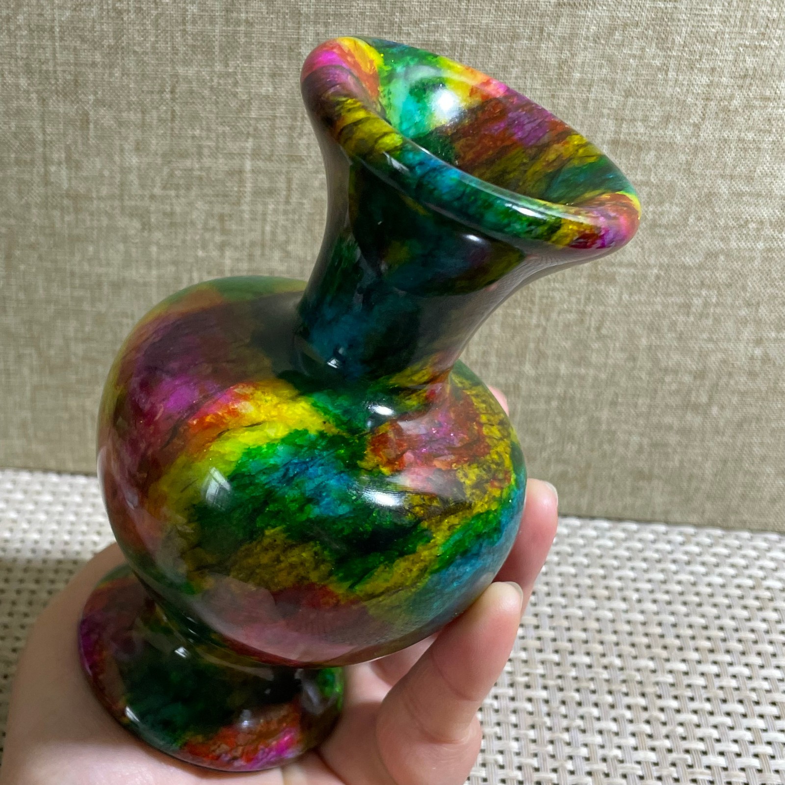 828g Seven Colors Jade vase specimen Decorative -Taiwan China