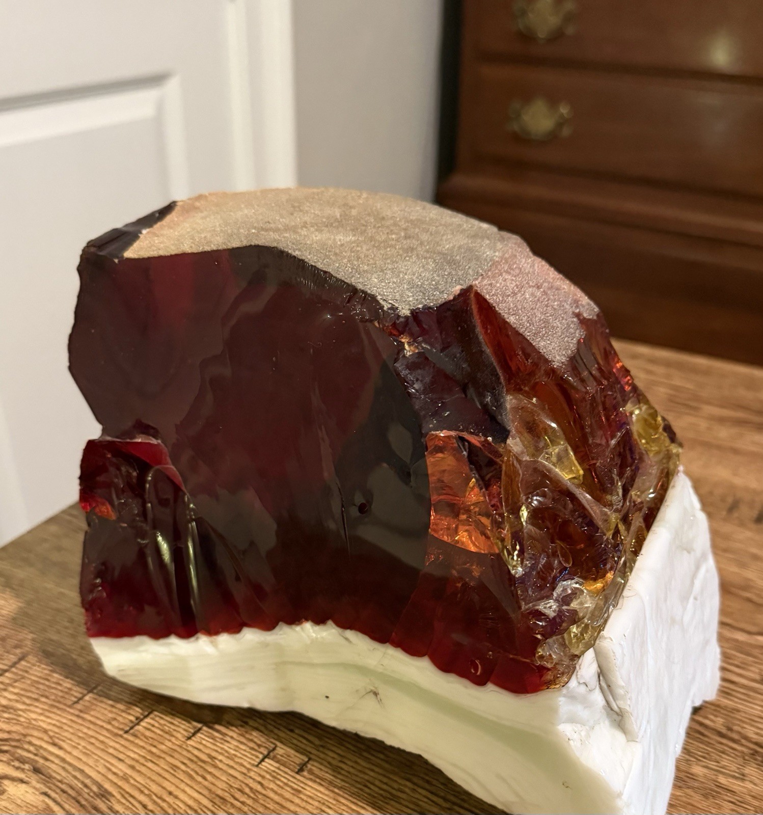 Ruby Glass Slag Rock Crystal BEAUTIFUL RED, 1:1, Heavy, Very Old, Expensive