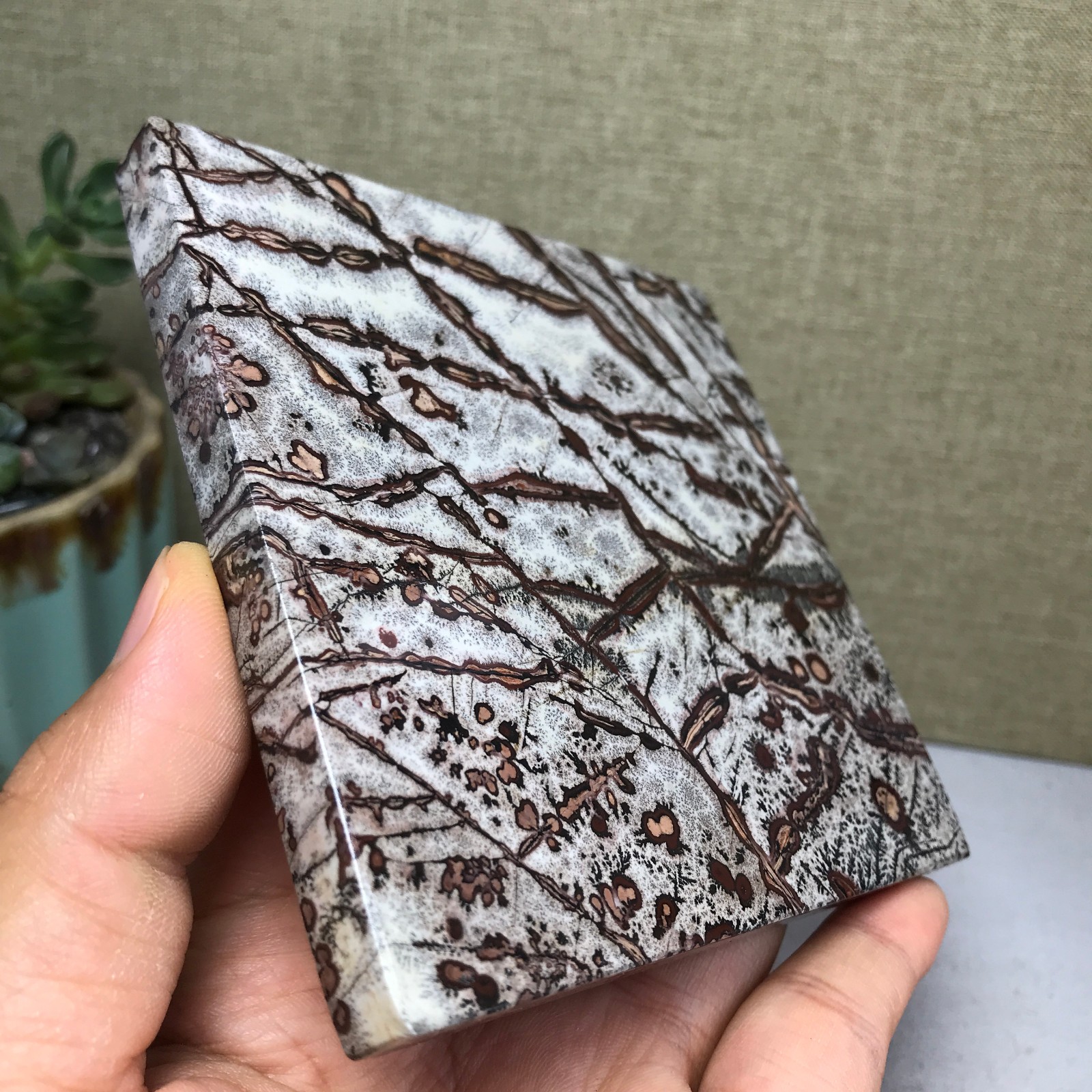 Natural Chinese painting stone crystal ornaments for home decoration 262g A5368