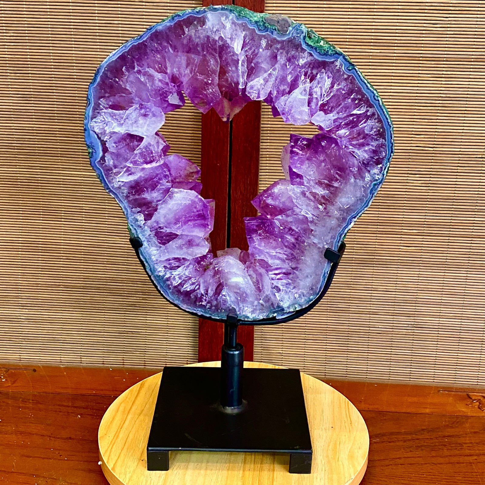 8.4LB Natural Amethyst Cave Crystal Slice Crescent shaped Hand Cut Repai