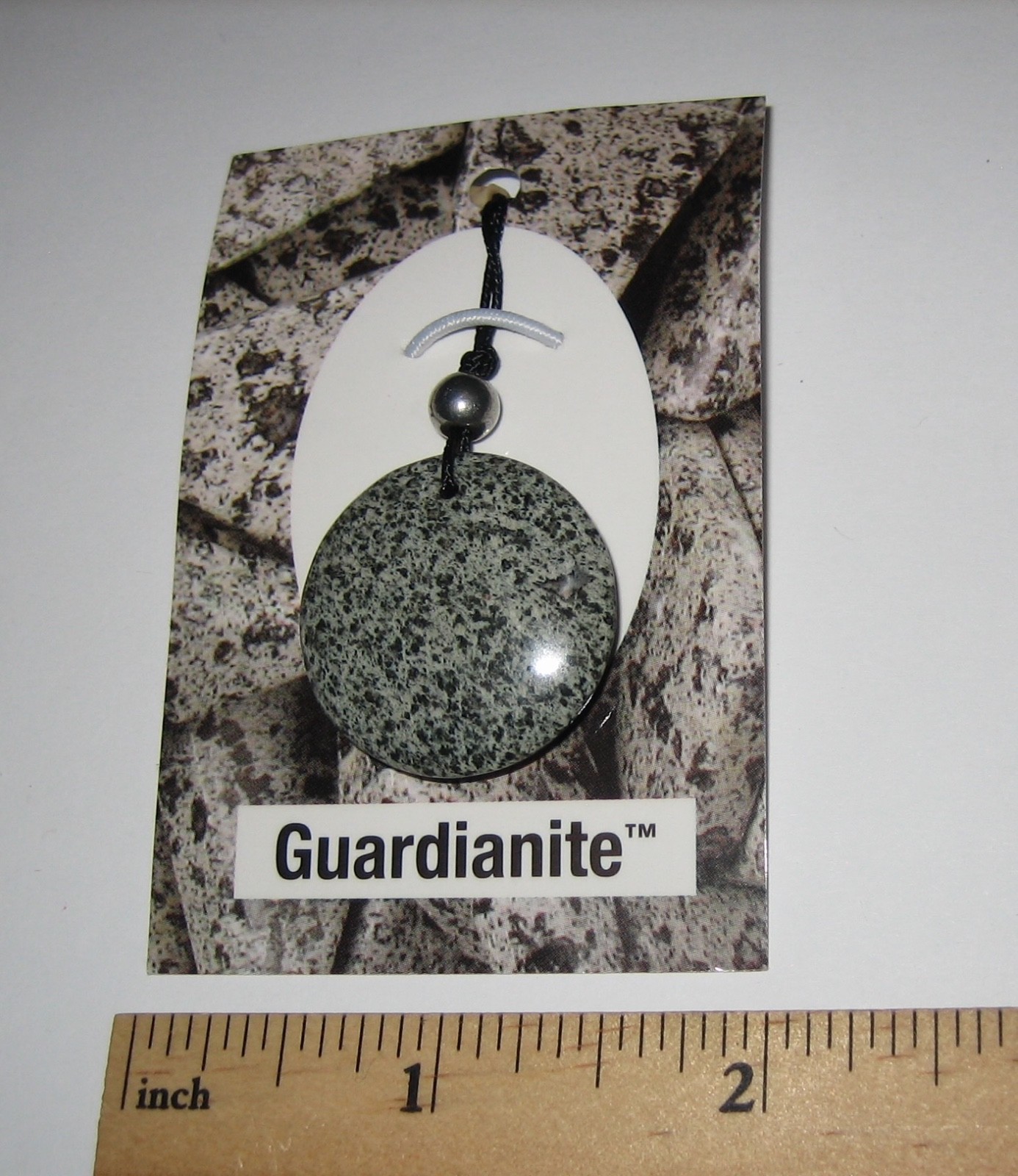 27mm POLISHED NATURAL GUARDIANITE STONE MINERAL CORDED ROUND DISC PENDANT *1