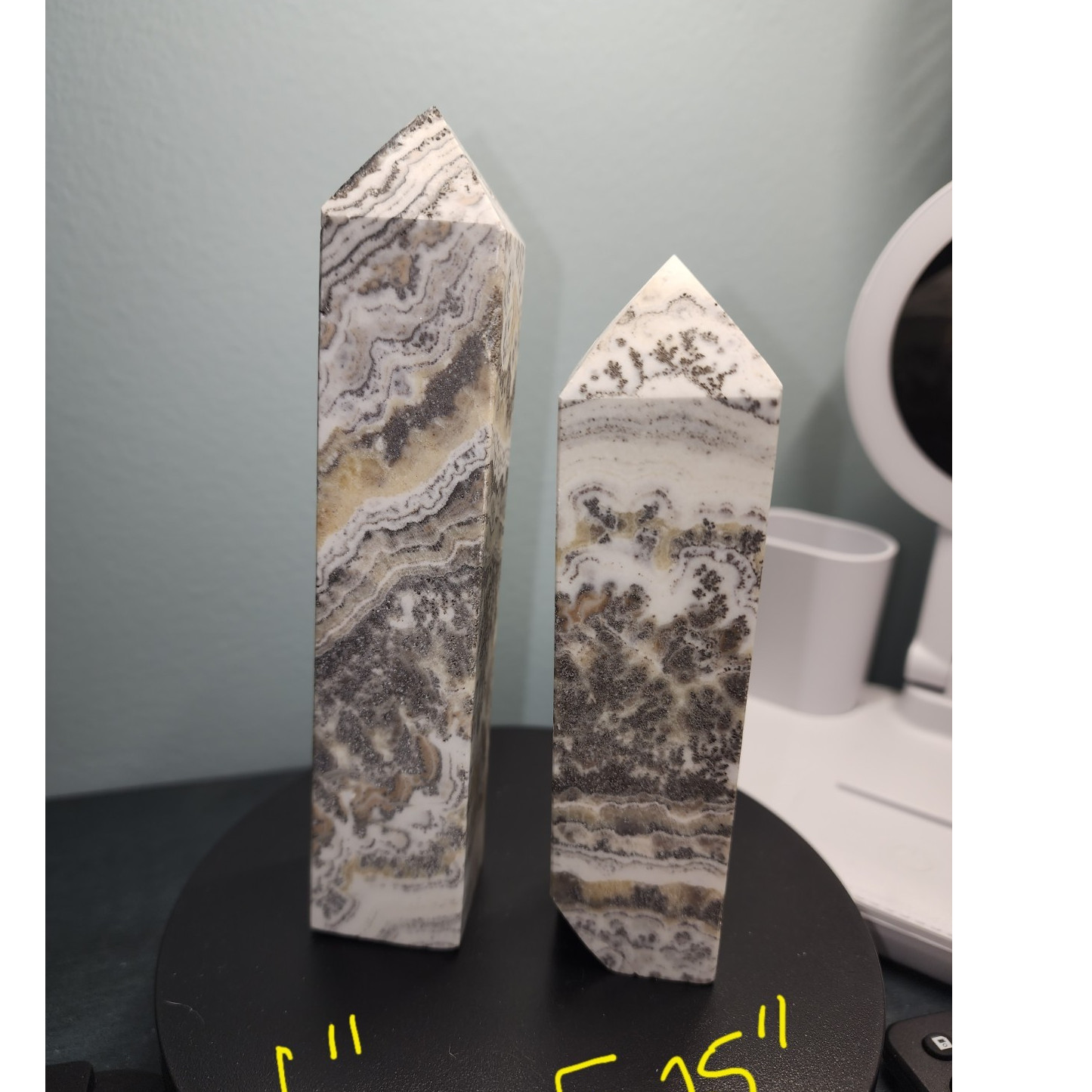 Dendritic Calcite Polished Crystal Mineral Display Specimens 6″ and 5.25″ height