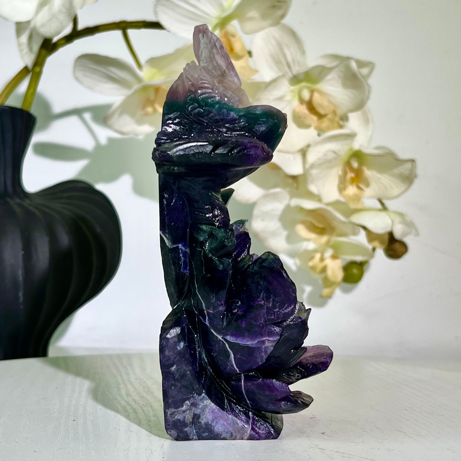 2.53LB Natural fluorite quartz products, hand carved and polished spiritual orn