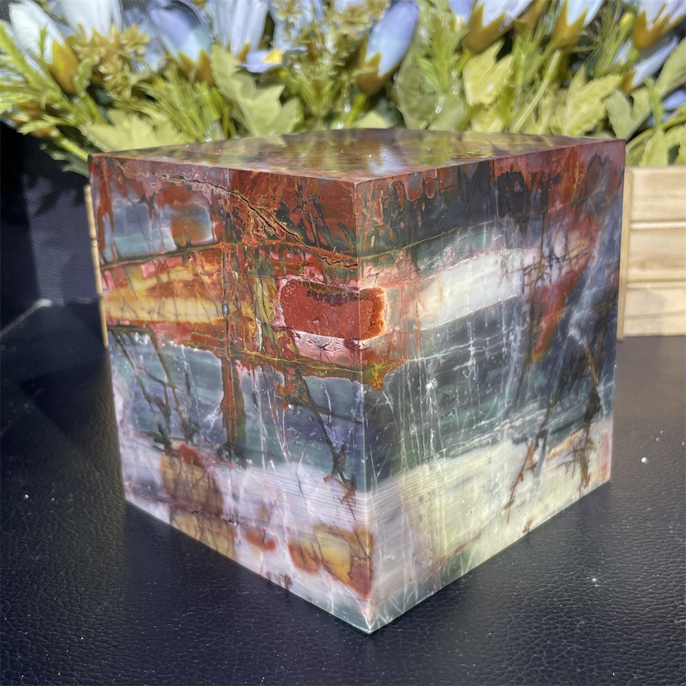 6.9LB 4.1″ A++Natural Creek Jasper Cube Square Crystal Quartz Energy Decor