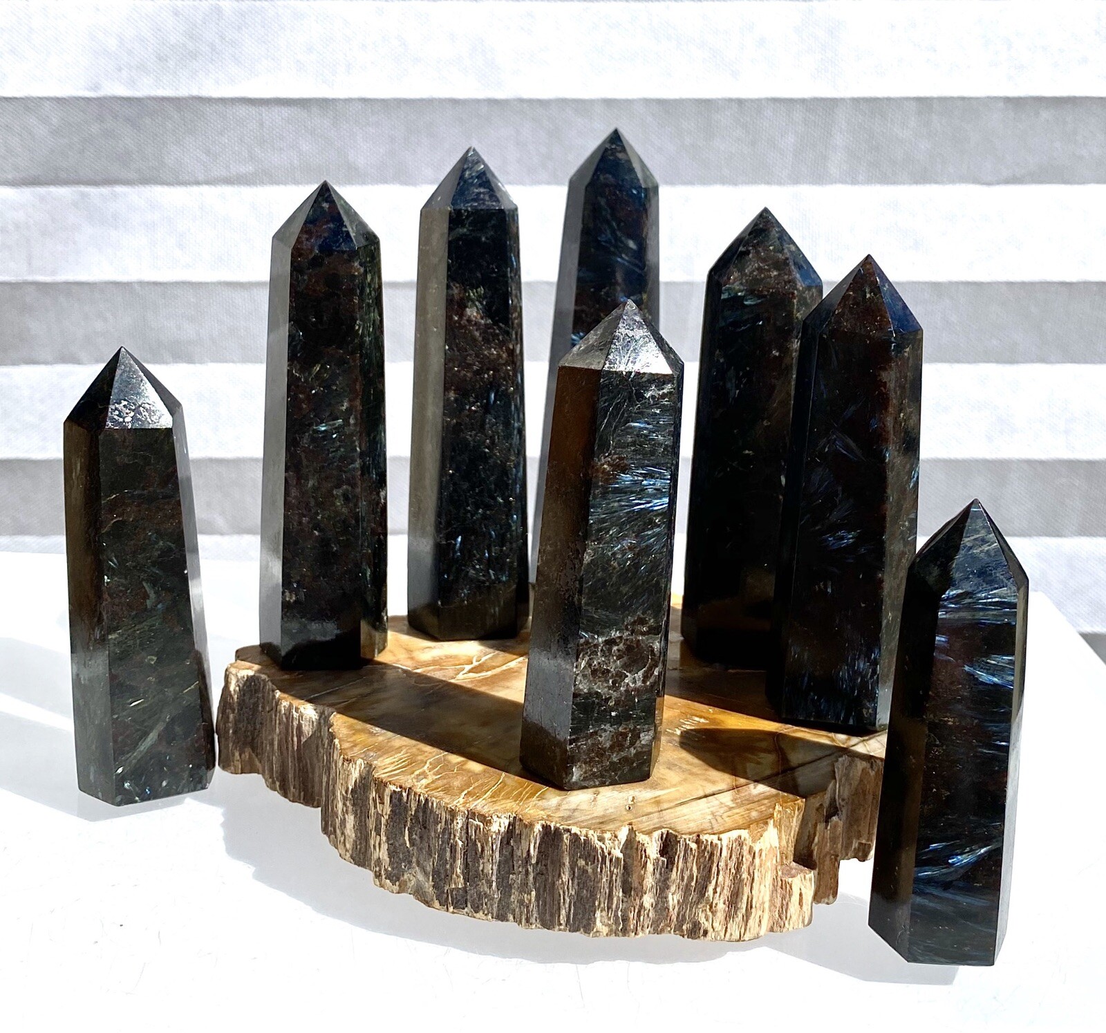 Wholesale Lot 2 Lb Natural Astrophyllite Obelisk Tower Point Crystal Healing